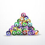 Pyramid of Bingo balls on white background
